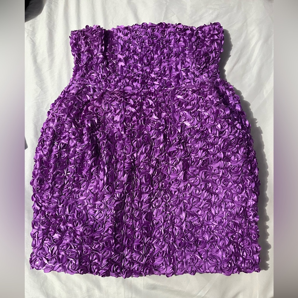 Purple 3D Flower Mini Dress/Purple Cactus Flower